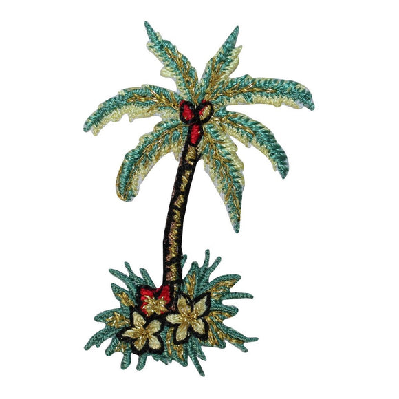 ID 1729 Tropical Palm Tree Patch Beach Sand Coconut Embroidered Iron On Applique