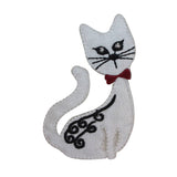 ID 2878 Fancy Cat Sitting Patch Kitty Kitten Pet Embroidered Iron On Applique