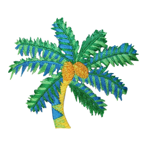 ID 1738 Palm Tree Craft Patch Tropical Beach Scene Embroidered Iron On Applique