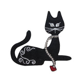 ID 2894 Black Cat Laying Down Patch Kitty Kitten Embroidered Iron On Applique