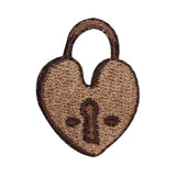 ID 3210B Heart Lock Patch Old Locket Copper Close Embroidered Iron On Applique