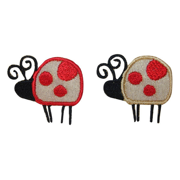 ID 1608AB Set of 2 Ladybug Patches Garden Insect Embroidered Iron On Applique