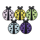 ID 1609A-E Set of 5 Colorful Ladybug Patches Spotted Embroidered IronOn Applique