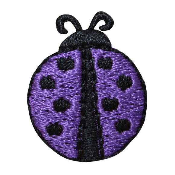 ID 1609C Purple Ladybug Patch Spotted Garden Insect Embroidered Iron On Applique