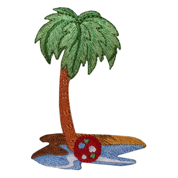 ID 1754 Palm Tree Beach Scene Patch Vacation Craft Embroidered Iron On Applique
