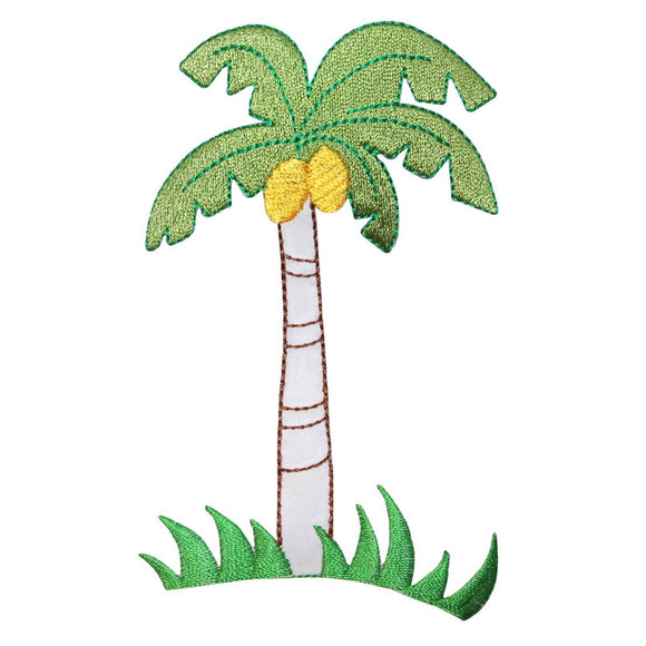 ID 1770C Palm Tree With Coconuts Patch Tropical Embroidered Iron On Applique