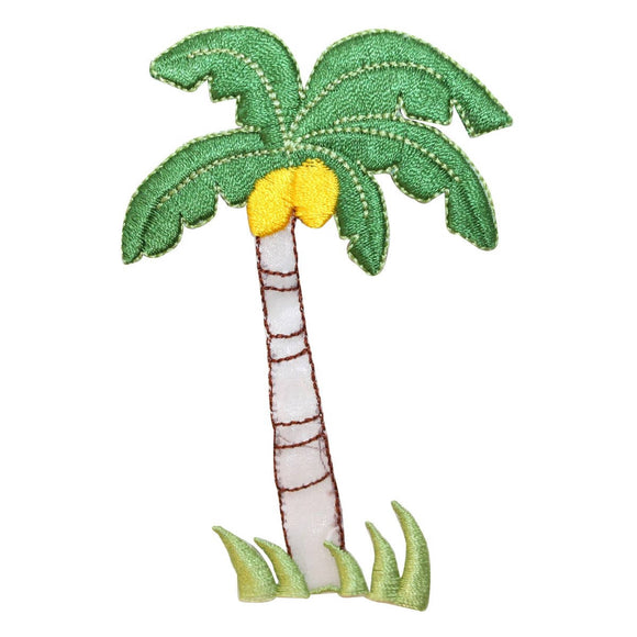 ID 1770D Palm Tree With Coconuts Patch Beach Scene Embroidered Iron On Applique