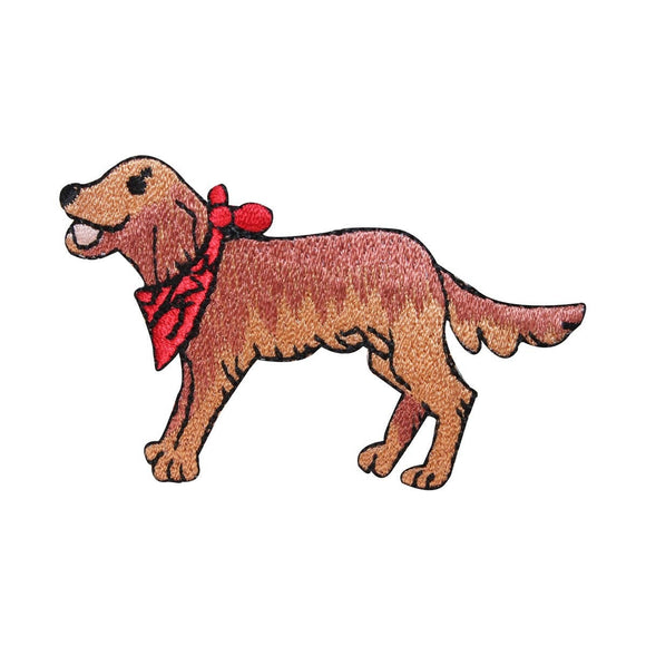 ID 2790 Golden Retriever With Bandana Patch Dog Pet Embroidered Iron On Applique