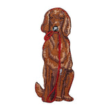 ID 2793 Dog Holding Leash Patch Retriever Puppy Pet Embroidered Iron On Applique