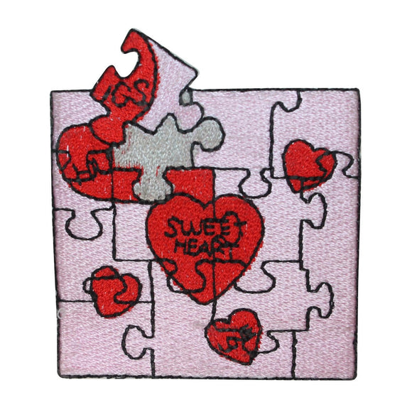 ID 3229 Valentines Day Puzzle Patch Heart Love Piece Embroidered IronOn Applique