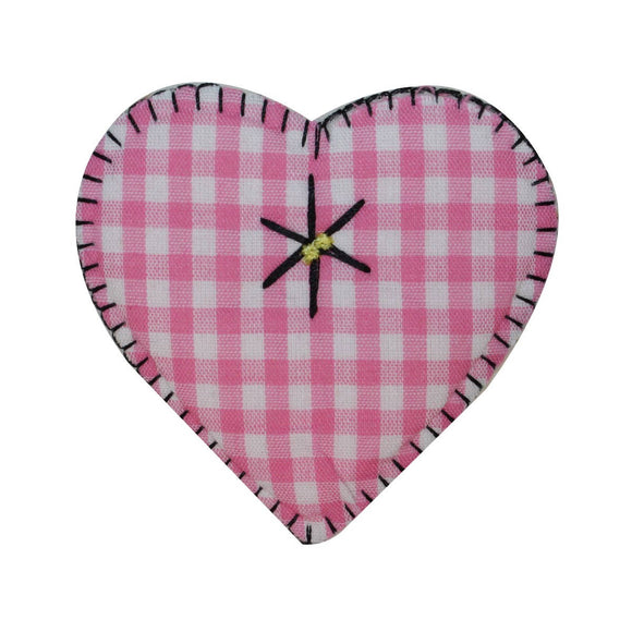 ID 3233 Plaid Heart Patch Valentines Day Love Knit Embroidered Iron On Applique