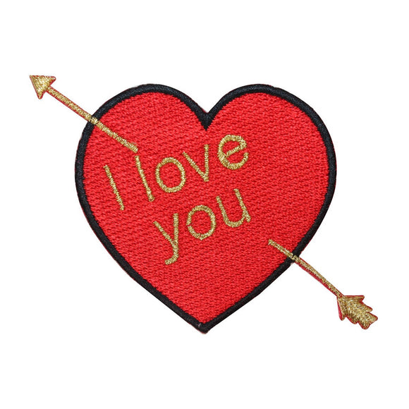 ID 3238 I Love You Heart Patch Valentines Day Arrow Embroidered Iron On Applique