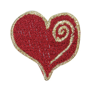 ID 3254A Golden Red Heart Patch Valentine Day Love Embroidered Iron On Applique