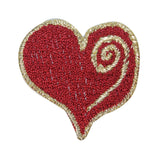 ID 3254A Golden Red Heart Patch Valentine Day Love Embroidered Iron On Applique