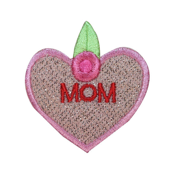 ID 3257B Mom Heart Patch Flower Valentine Day Love Embroidered Iron On Applique