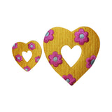 ID 3258AB Set of 2 Floral Heart Patches Valentines Embroidered Iron On Applique