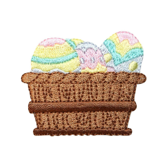 ID 3332 Easter Eggs Basket Patch Spring Holiday Embroidered Iron On Applique