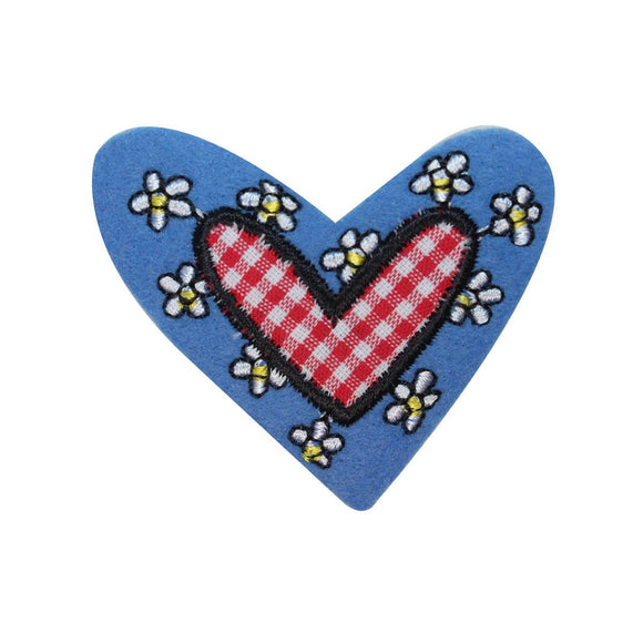 ID 3266B Daisy Covered Heart Patch Valentine Felt Embroidered Iron On Applique