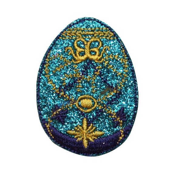 ID 3344 Faberge Easter Egg Patch Decorative Jeweled Embroidered Iron On Applique