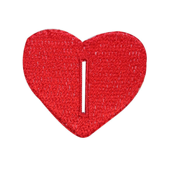 ID 3274A Heart Button Hole Patch Valentines Love Embroidered Iron On Applique