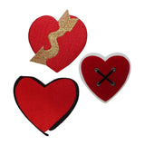 ID 3276ABC Set of 3 Assorted Heart Patches Valentine Embroidered Sew On Applique