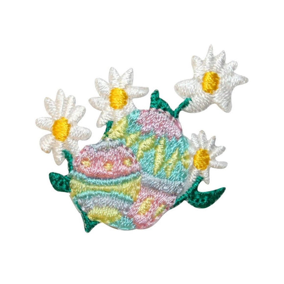 ID 3349 Easter Eggs With Daisy Patch Spring Holiday Embroidered Iron On Applique