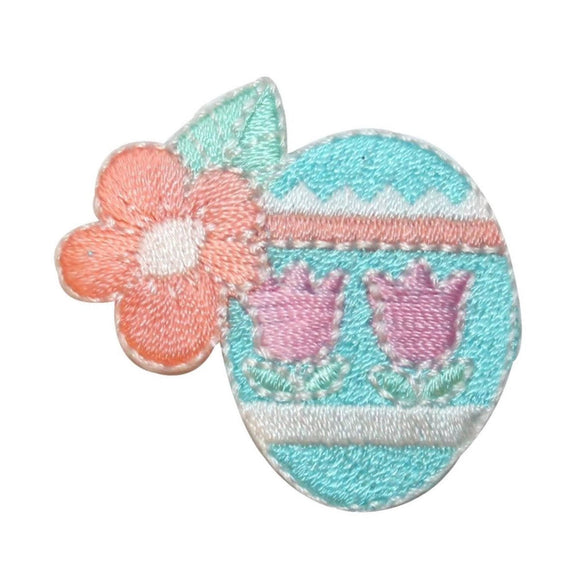 ID 3350B Floral Easter Egg Patch Spring Holiday Embroidered Iron On Applique