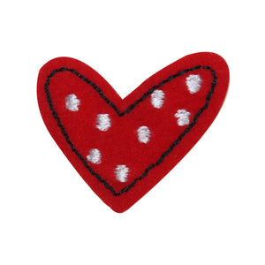 ID 3280B Spotted Heart Patch Valentines Day Love Embroidered Iron On Applique