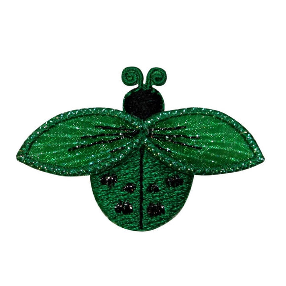 ID 1616A Green Ladybug Patch Garden Beetle Insect Embroidered Iron On Applique