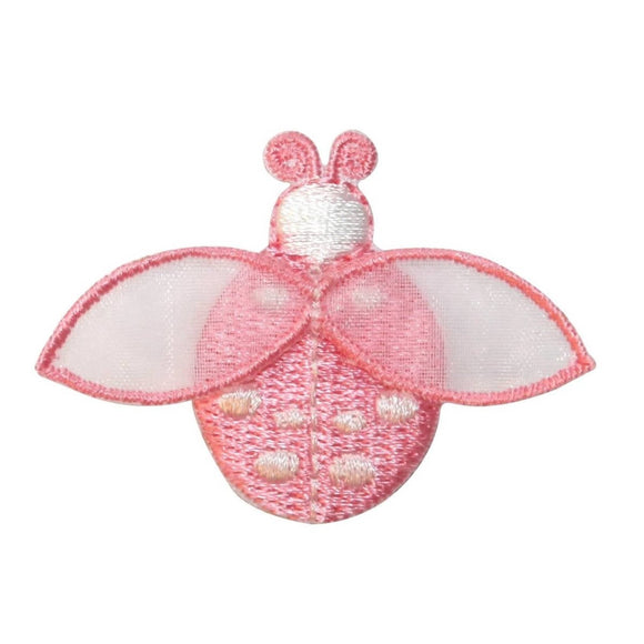 ID 1616K Pink Ladybug Fly Patch Garden Beetle Bug Embroidered Iron On Applique