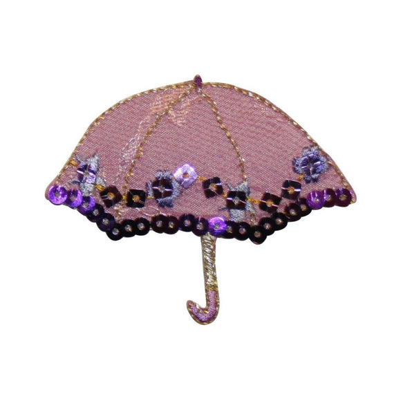 ID 3361 Sequin Umbrella Patch Spring Rain Cover Embroidered Iron On Applique