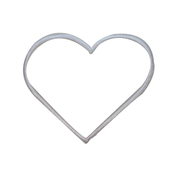 ID 3282C White Heart Outline Patch Love Shape Symbol Embroidered IronOn Applique