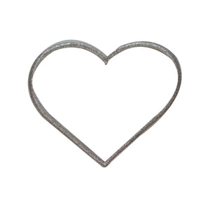 ID 3282D Silver Heart Outline Patch Love Shape Embroidered Iron On Applique