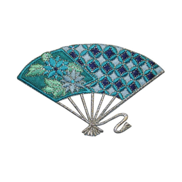 ID 3370 Japanese Folding Fan Patch Fancy Dancing Embroidered Iron On Applique