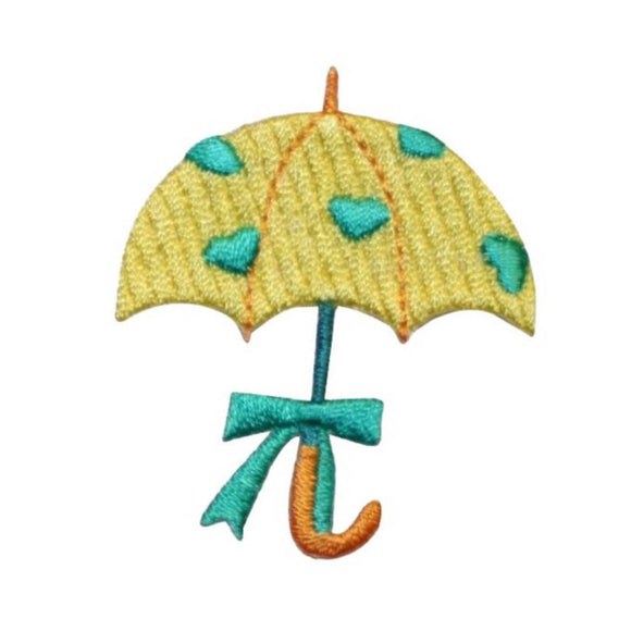 ID 3371B Umbrella With Hearts Patch Rainy Day Cover Embroidered Iron On Applique