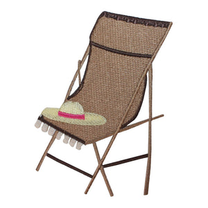 ID 1794B Wicker Beach Chair Patch Beach Vacation Embroidered Iron On Applique