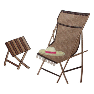 ID 1794AB Set of 2 Beach Chair With Table Patches Embroidered Iron On Applique