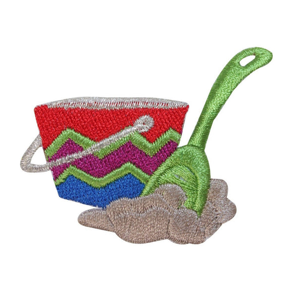 ID 1800 Sand Bucket And Shovel Patch Beach Toys Embroidered Iron On Applique