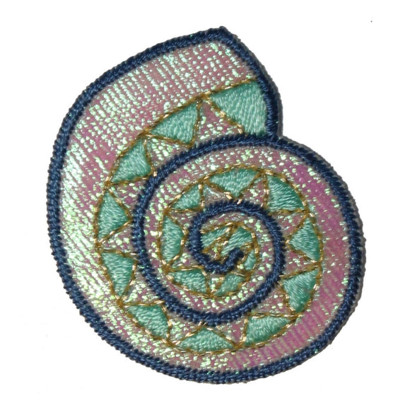 ID 1901 Shimmering Seashell Patch Ocean Shell Craft Embroidered Iron On Applique