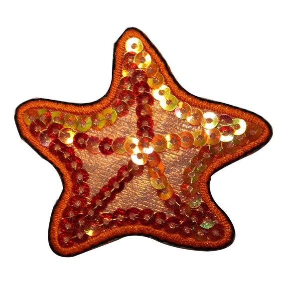 ID 1904z Starfish Patch Ocean Fish Craft Sequin Embroidered Iron On Applique