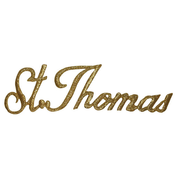 ID 1911 ST Thomas Name Patch Travel Souvenir Gold Embroidered Iron On Applique