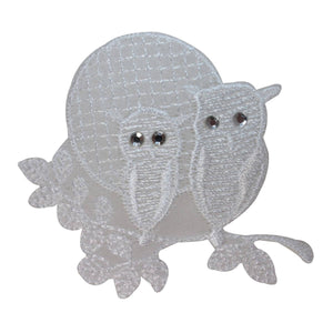 ID 1645B Pair of Owls Symbol Patch Nocturnal Bird Embroidered Iron On Applique