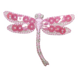 ID 1649B Sequin Pink Dragonfly Patch Garden Flying Embroidered Iron On Applique