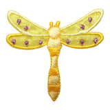 ID 1656B Yellow Spotted Dragonfly Patch Garden Bug Embroidered Iron On Applique