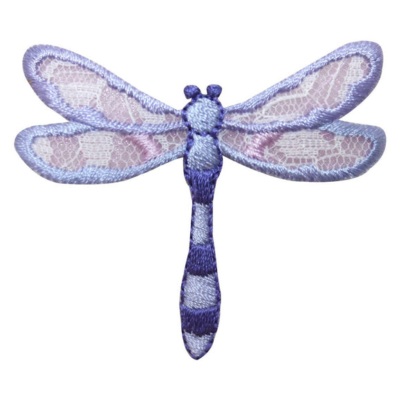 ID 1656C Purple Lace Wing Dragonfly Patch Garden Embroidered Iron On Applique
