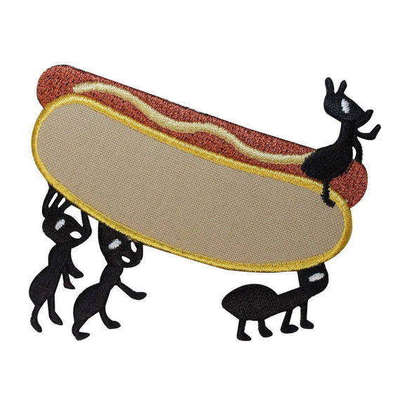 ID 1930 Ants Carrying Hotdog Patch Picnic Bugs Embroidered Iron On Applique