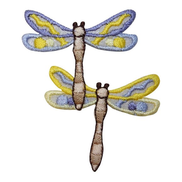 ID 1665A Pair of Dragonflies Patch Garden Mates Embroidered Iron On Applique
