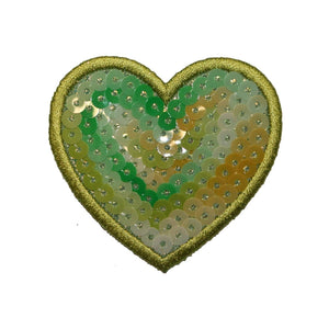ID 3390 Sequin Heart Patch Valentines Day Love Sign Embroidered Iron On Applique