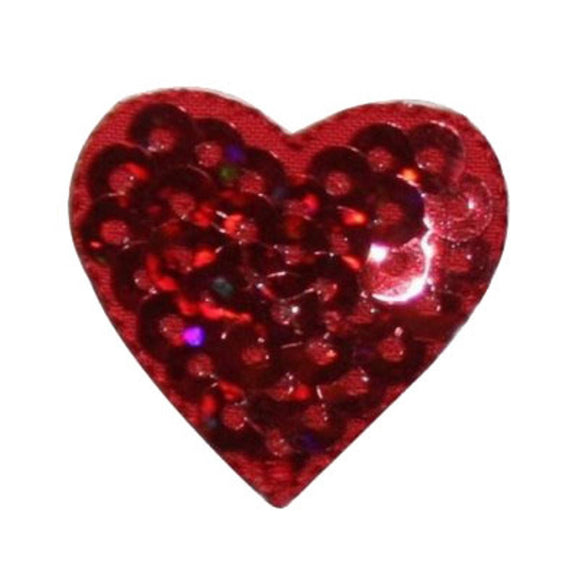ID 3391 Sequin Red Heart Patch Valentine Love Symbol Embroidered IronOn Applique