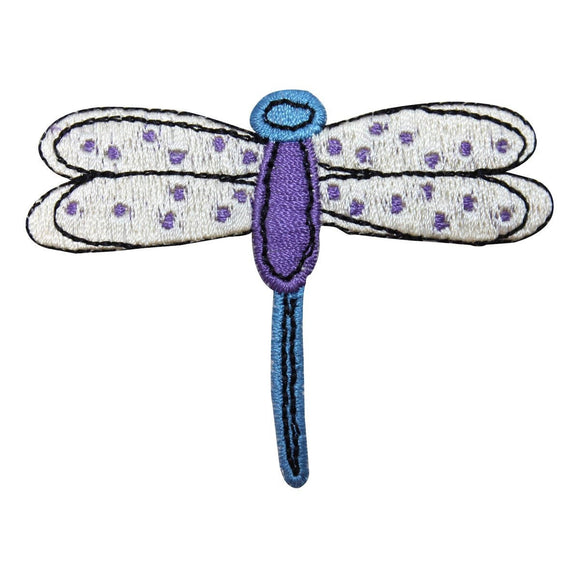ID 1668A Polka Dot Dragonfly Patch Garden Craft Bug Embroidered Iron On Applique